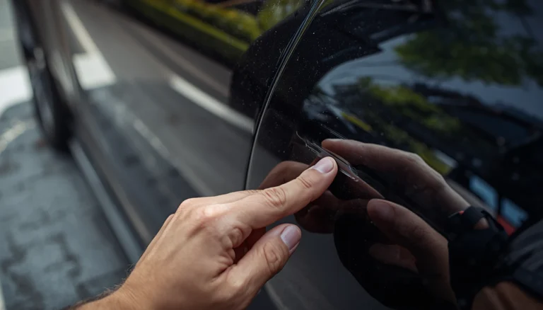 Checking Luxury Car Door Scratches